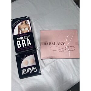 Fashion Forms Adhesive Bra Breast Petals & Babalary Lingerie Bundle Nude S/M A-D
